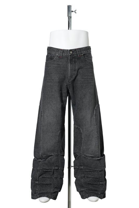 SMOCK DETAILED JEANS / BLACK STONEWASH