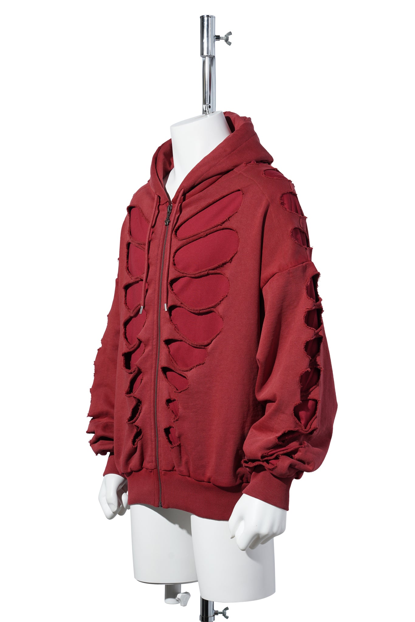 TIM SHOULDERLESS HOODIE CUT-OUT RED / RED