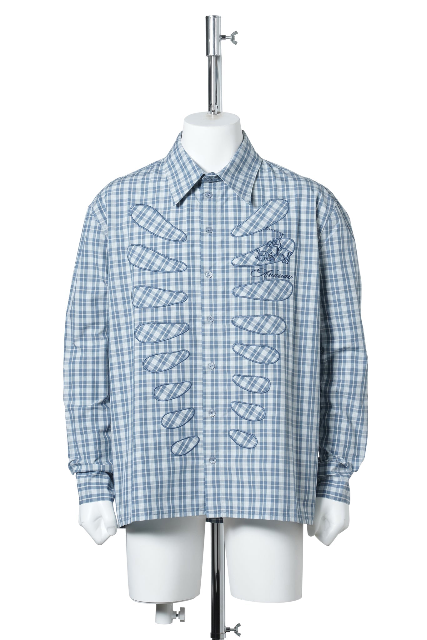 SAM CUT-OUT CAGING SHIRT POLO / BLUE