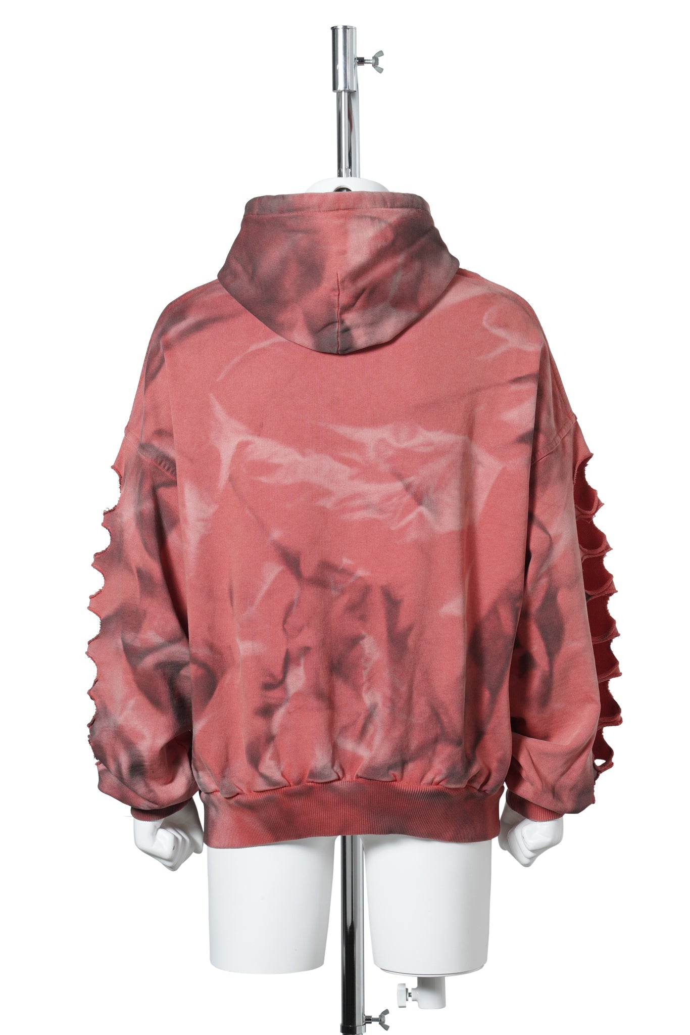 TREVOR OS SHOULDERLESS HOODIE CUT AV-LOGO AOP / RED