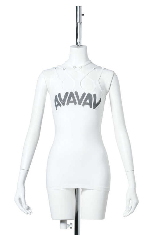 TOVA MULTI STRAP TOP PRINTED AV-LOGO / WHITE