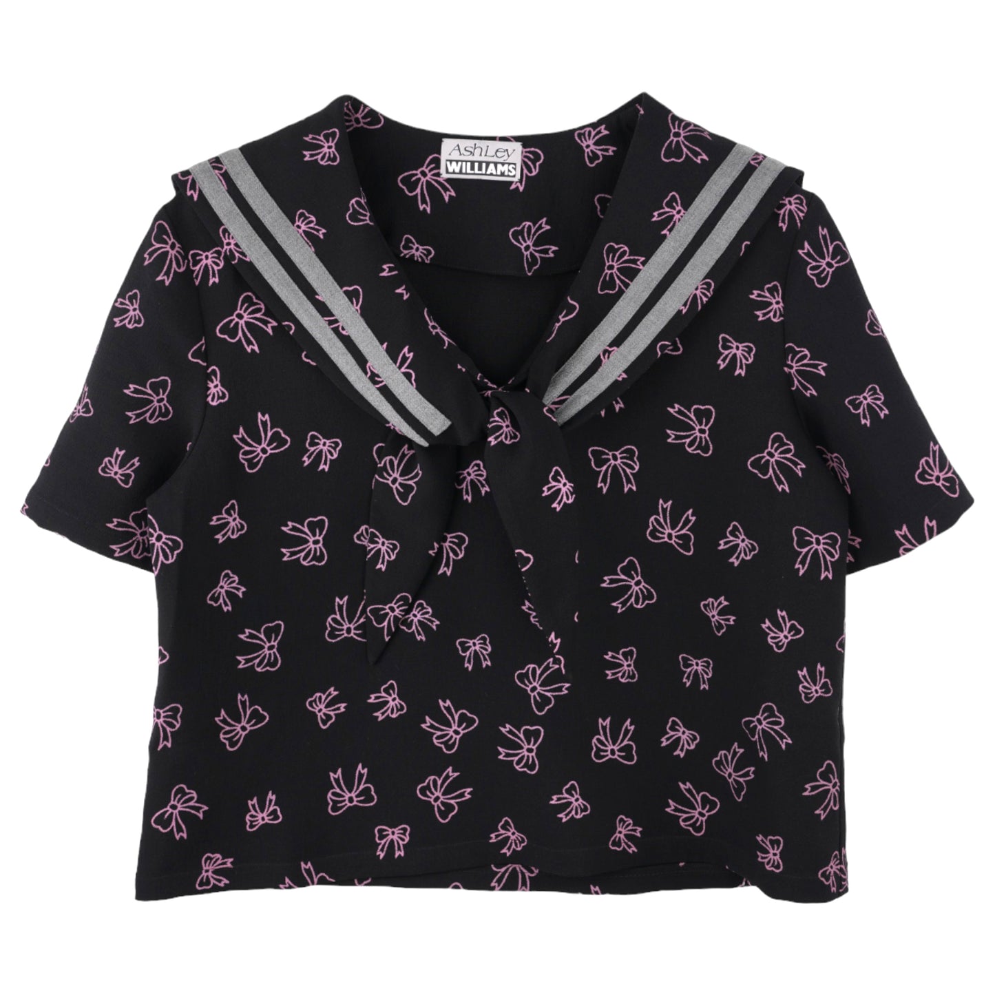 YUKI TOP / BLACK CREPE W.PURPLE