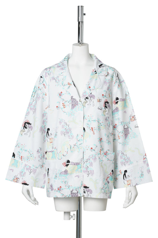 PYJAMA SHIRT / WHITE 'DAY IN THE LIFE'