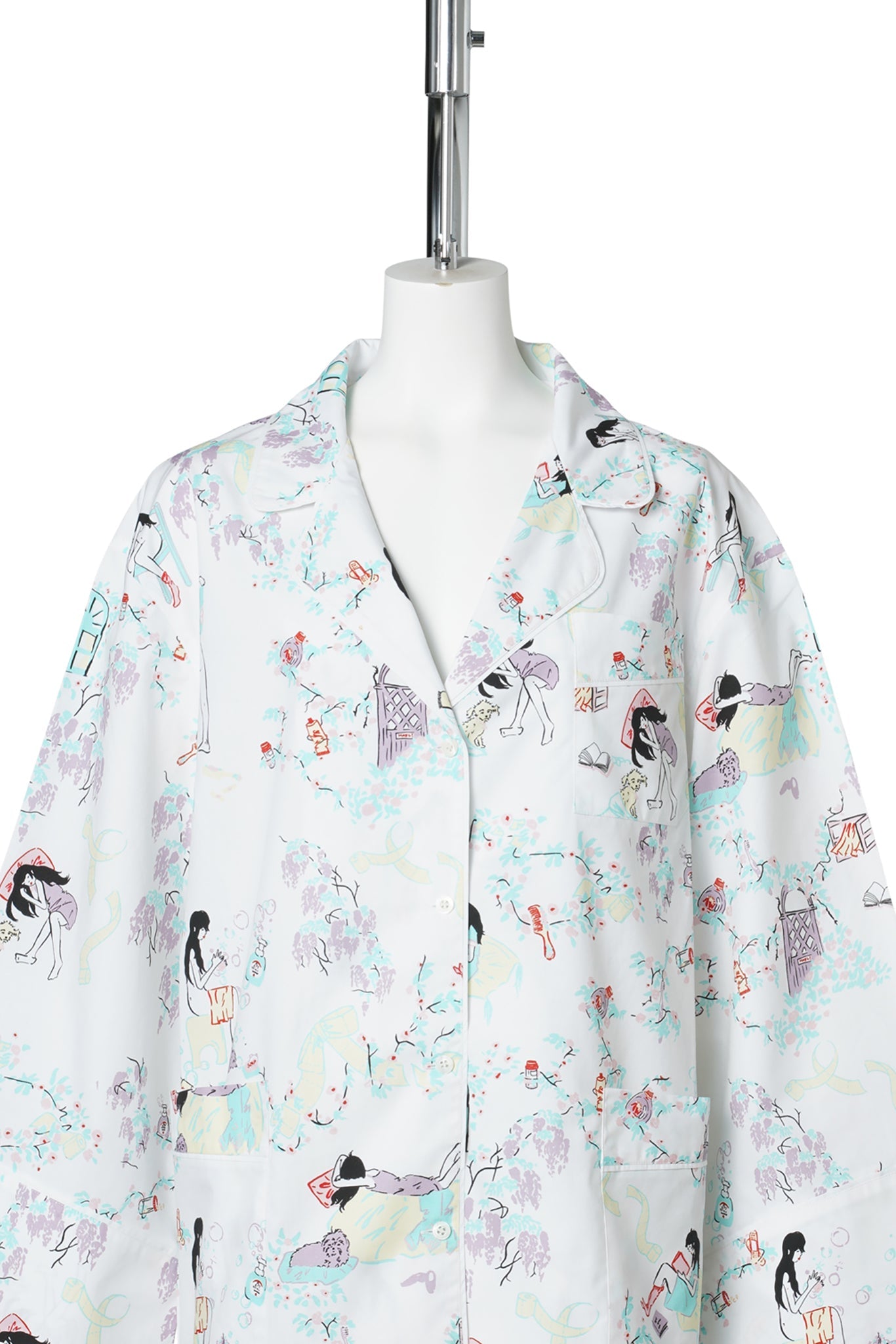 PYJAMA SHIRT / WHITE 'DAY IN THE LIFE'