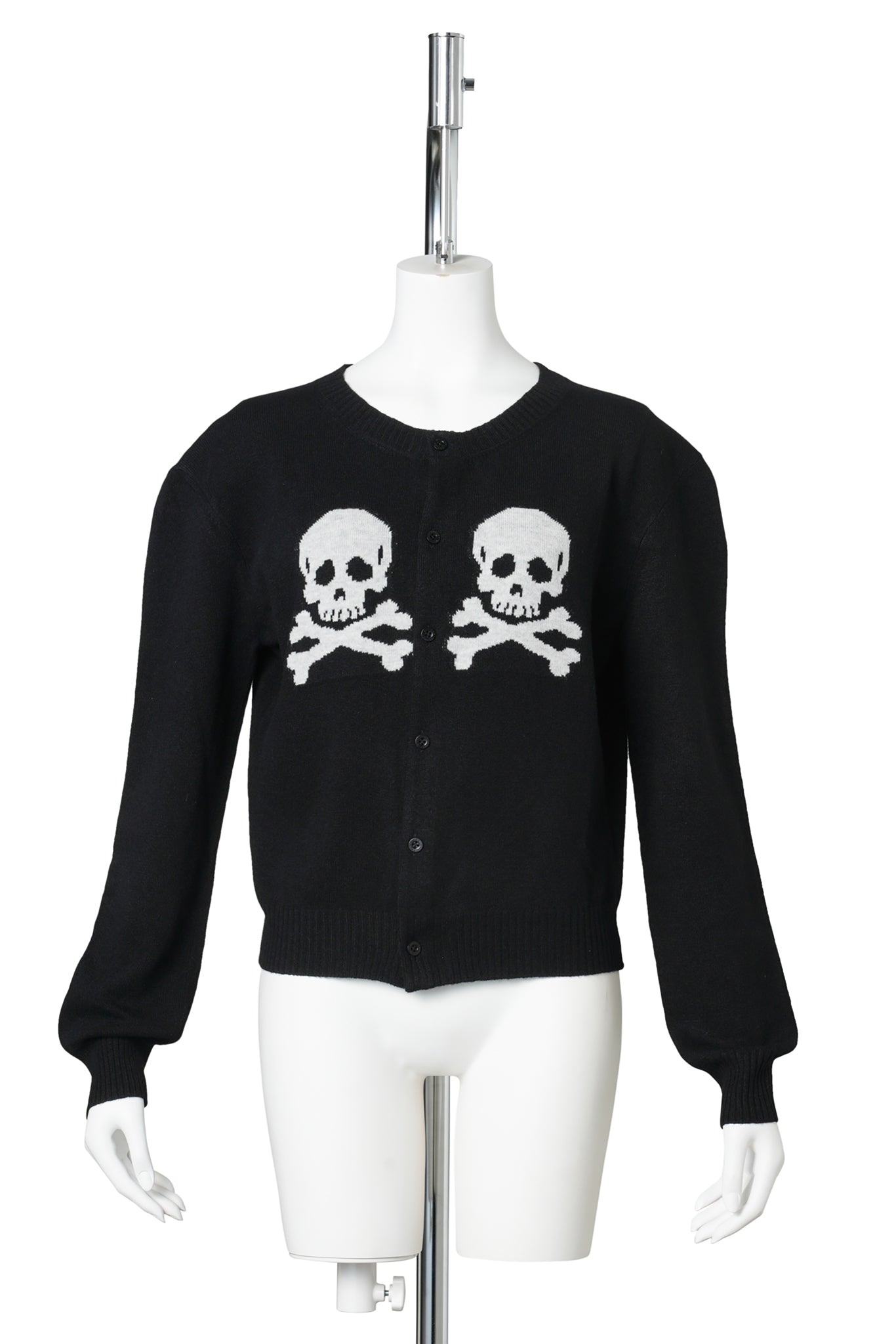 KNIT SKULL CARDIGAN / BLACK