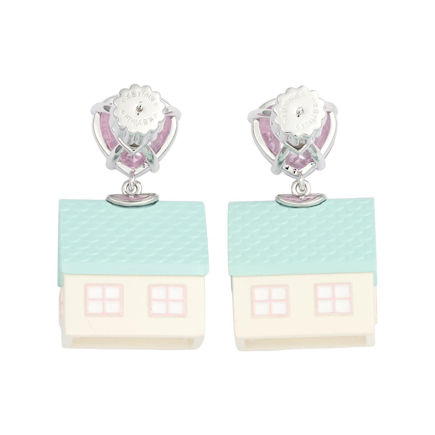 HEART ZIRCON HOUSE EARRING / GREEN