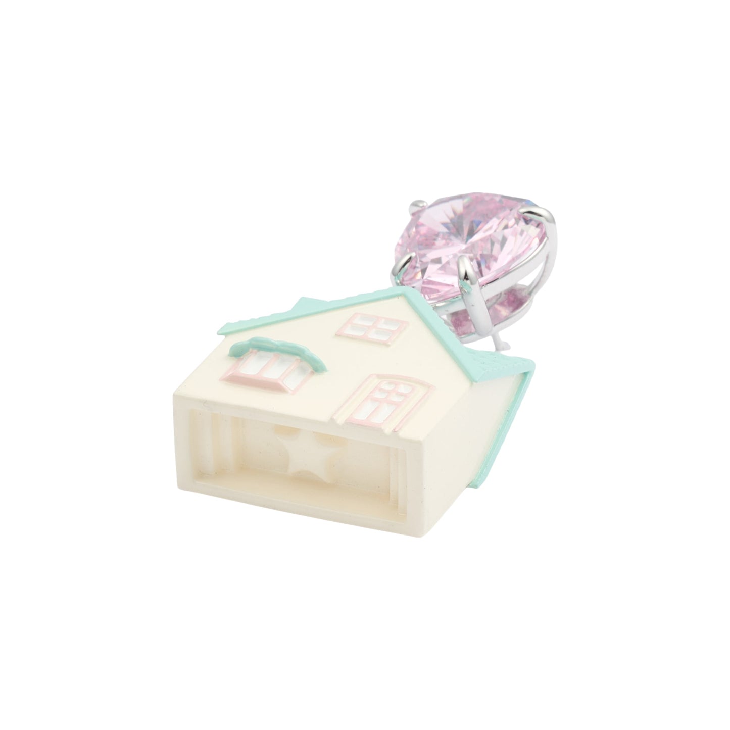 HEART ZIRCON HOUSE EARRING / GREEN