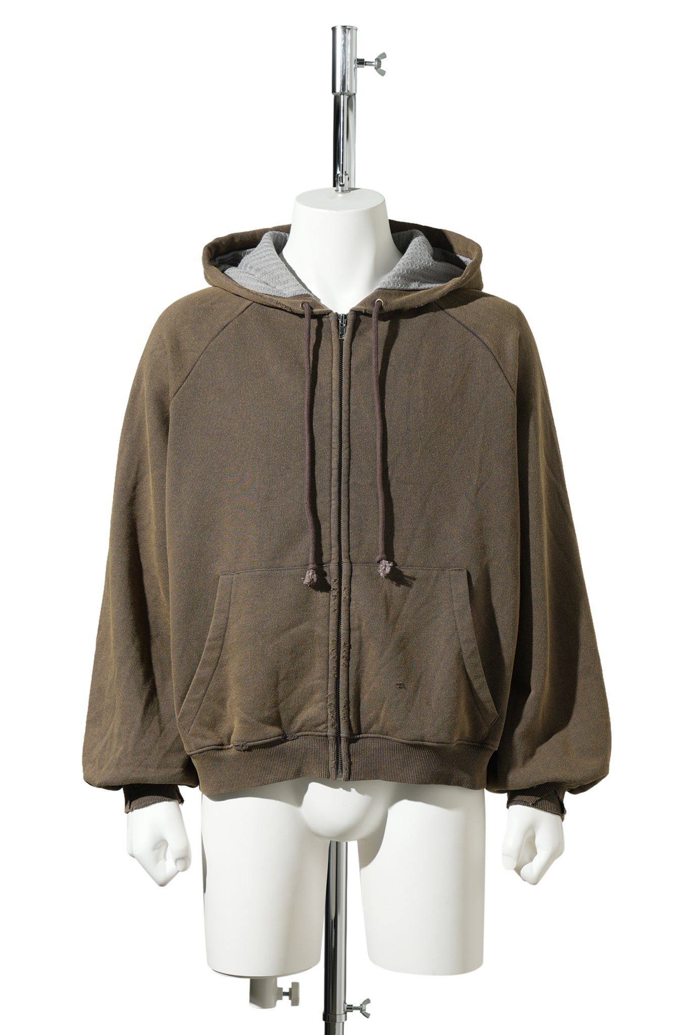 HENCH , THERMAL LINED ZIP-UP HOODIE / ORIGINAL BROWN