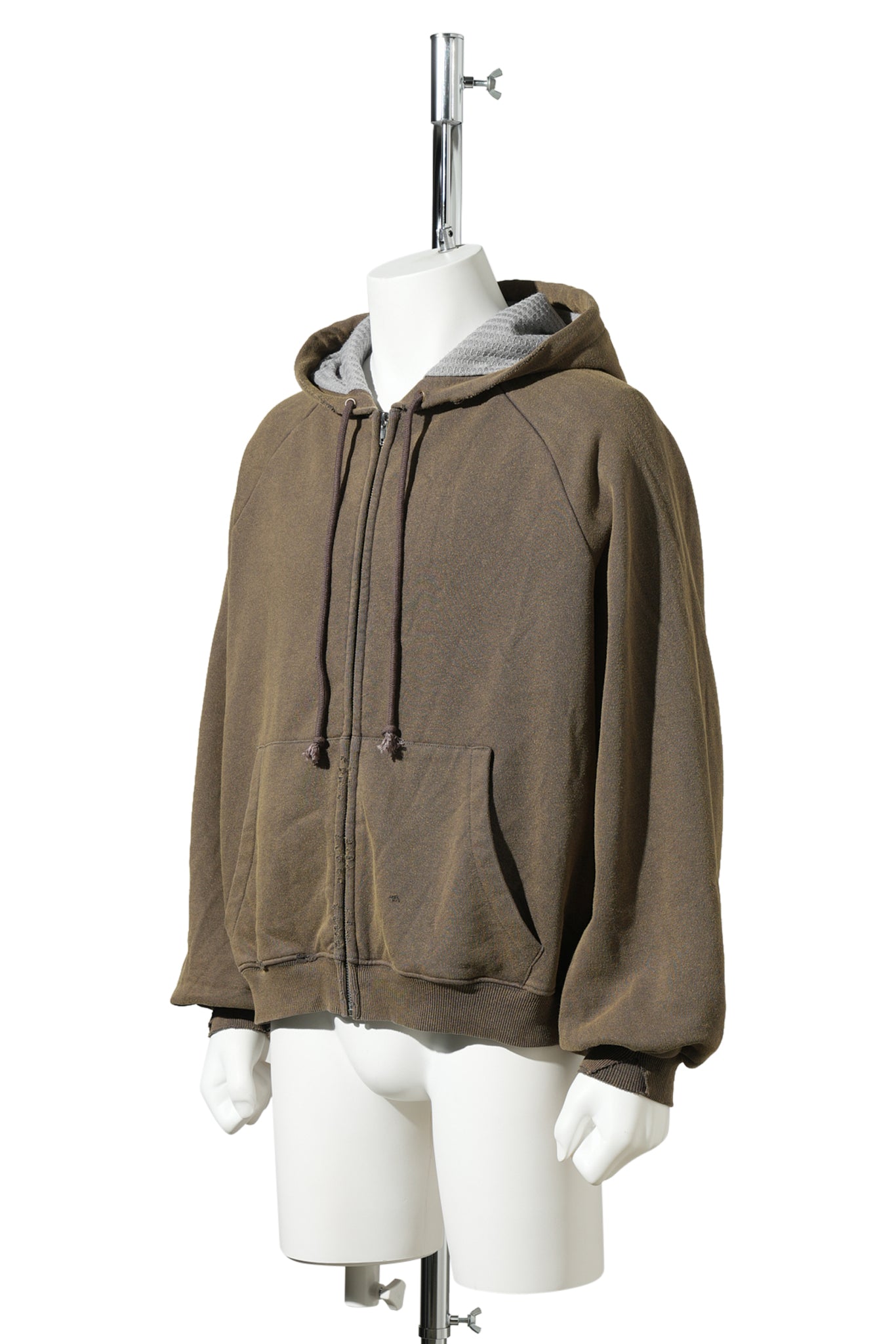 HENCH , THERMAL LINED ZIP-UP HOODIE / ORIGINAL BROWN