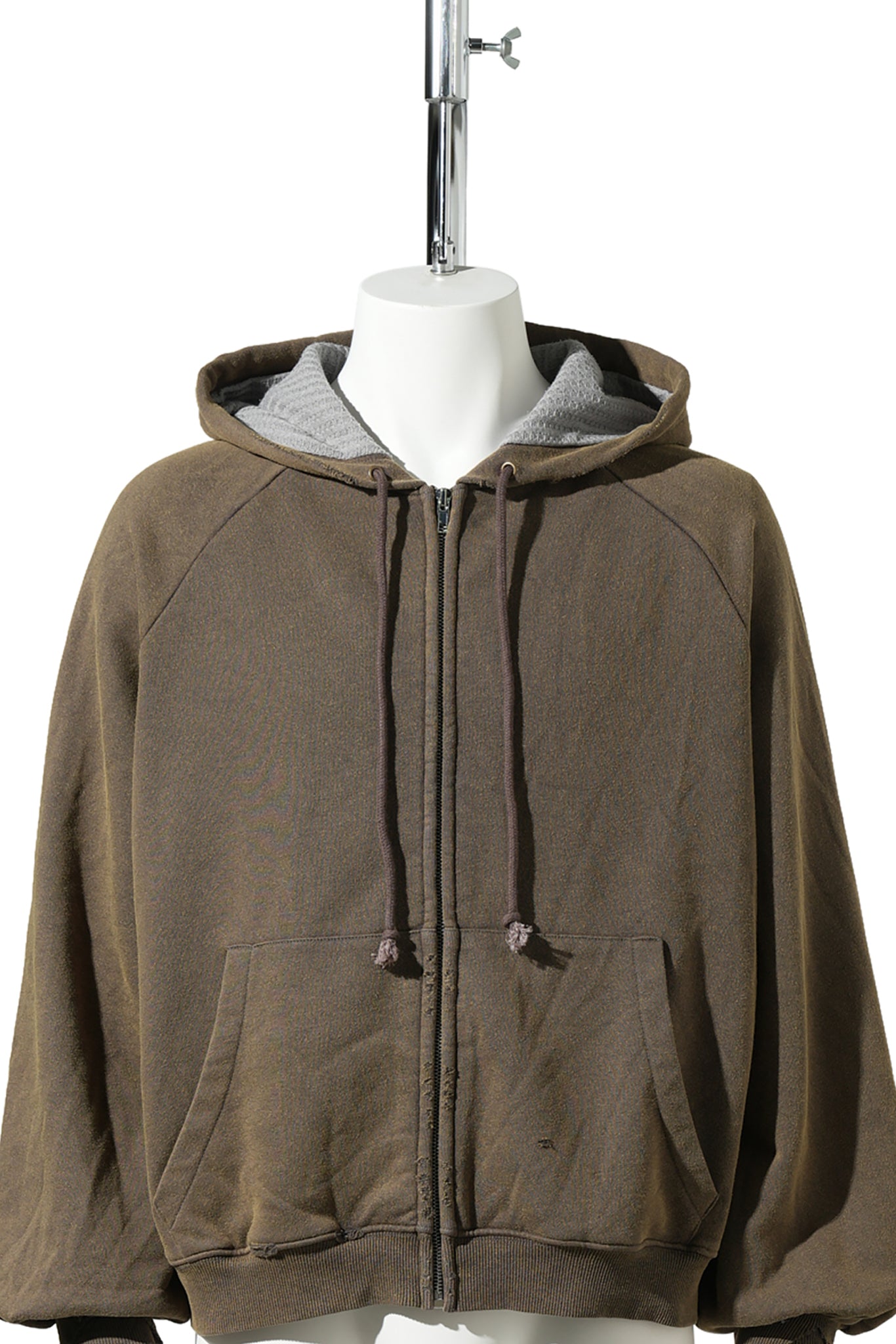 HENCH , THERMAL LINED ZIP-UP HOODIE / ORIGINAL BROWN