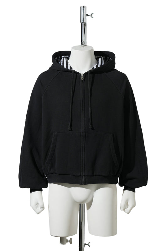 HENCH , REVERSIBLE ZIP-UP HOODIE / JET BLACK