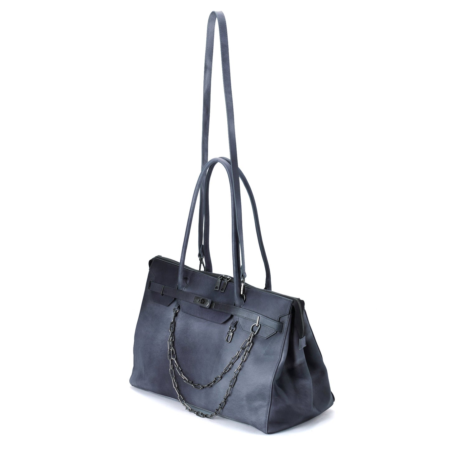 GRIFTER LEATHER TOTE / NAVY