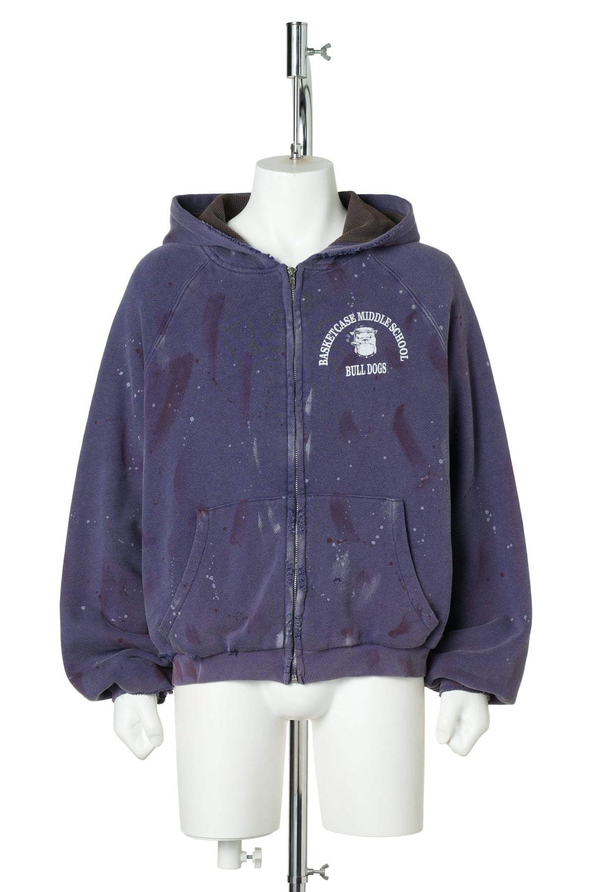 BULLDOGS, PAINT SPLATTERED THERMAL LINED ZIP / WASHED NAVY
