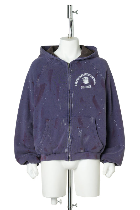 BULLDOGS, PAINT SPLATTERED THERMAL LINED ZIP / WASHED NAVY