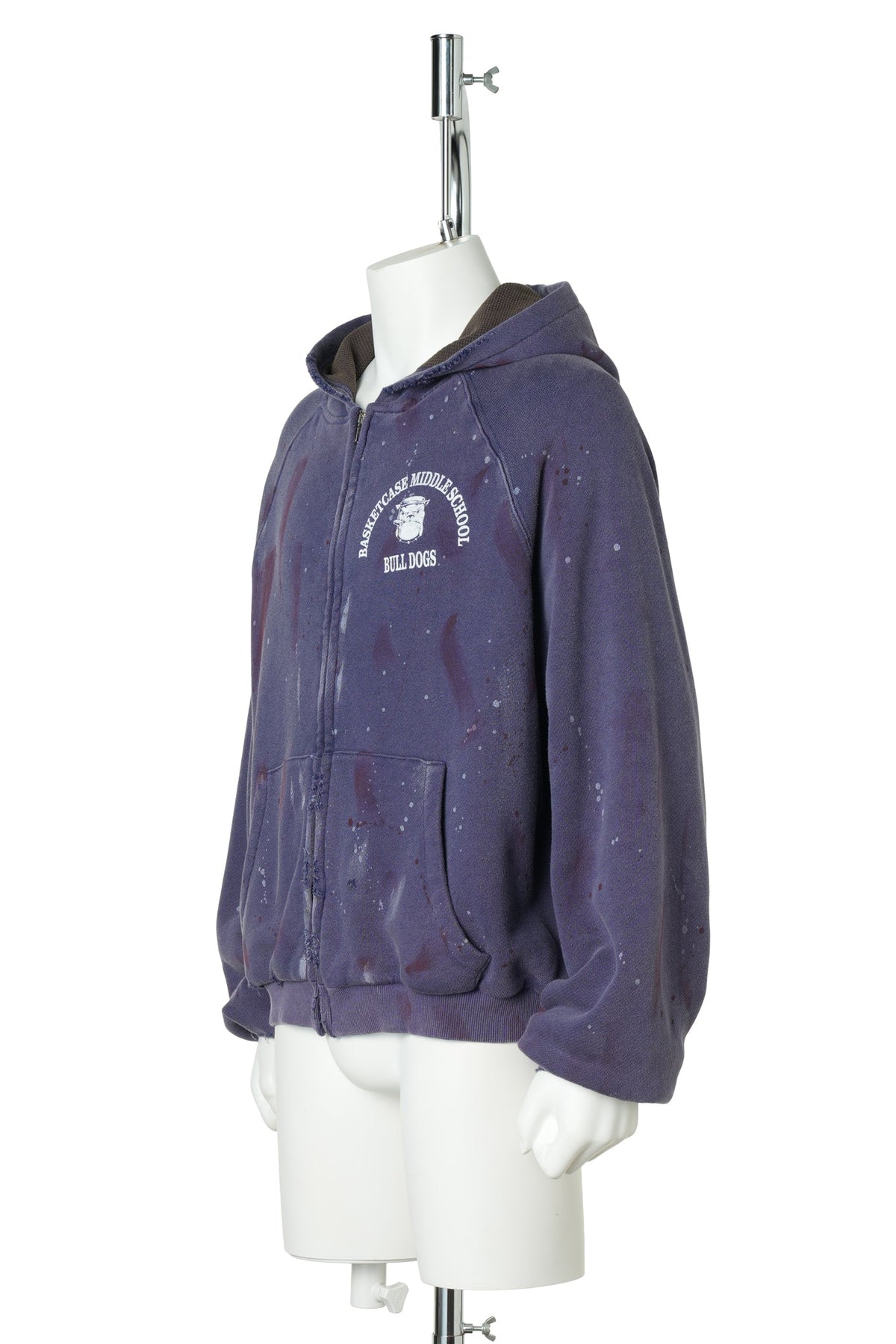 BULLDOGS, PAINT SPLATTERED THERMAL LINED ZIP / WASHED NAVY