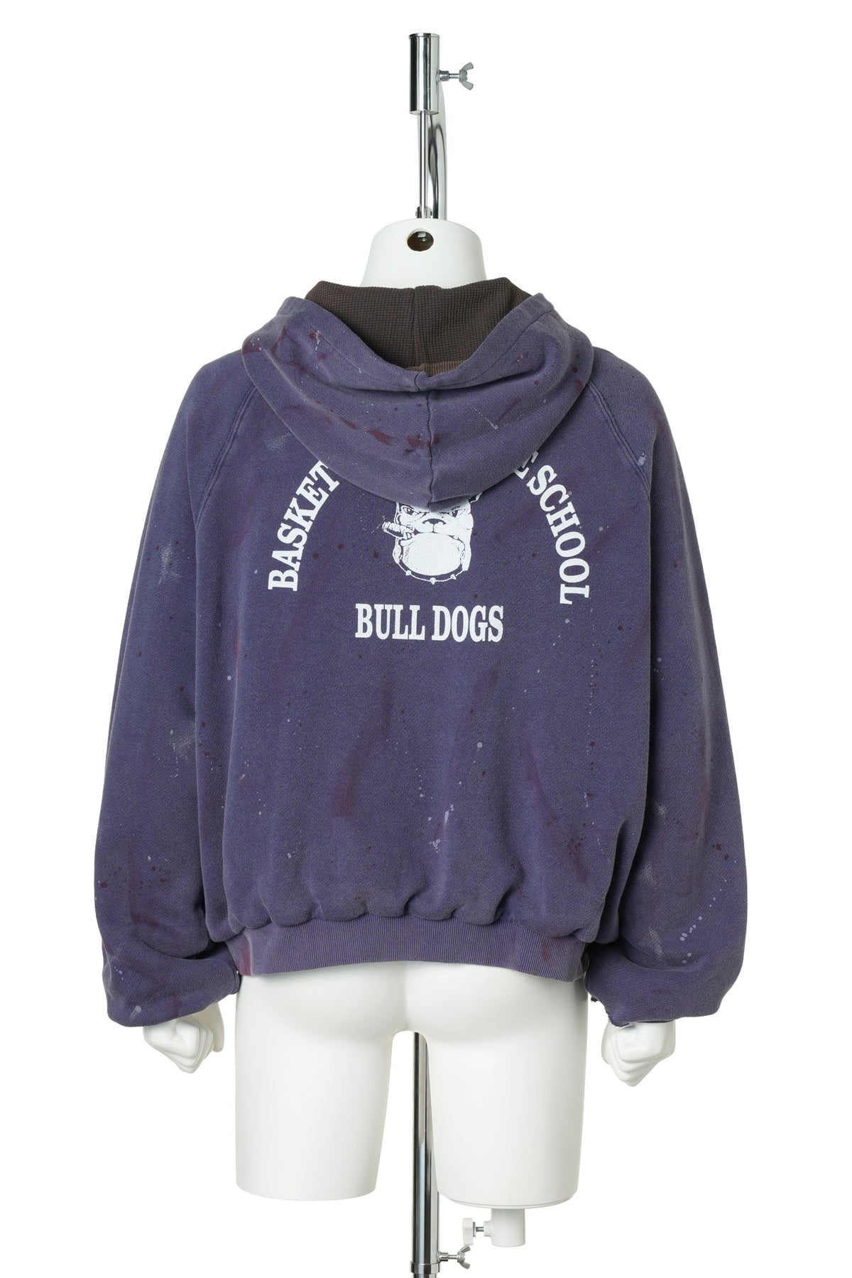 BULLDOGS, PAINT SPLATTERED THERMAL LINED ZIP / WASHED NAVY