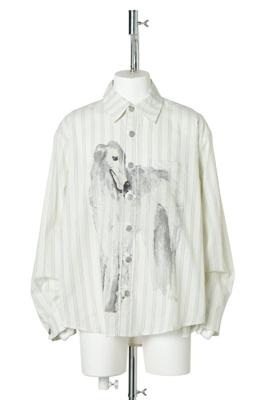 HOUND/ OVERSIZED BUTTON-UP / WHITE/BLUE