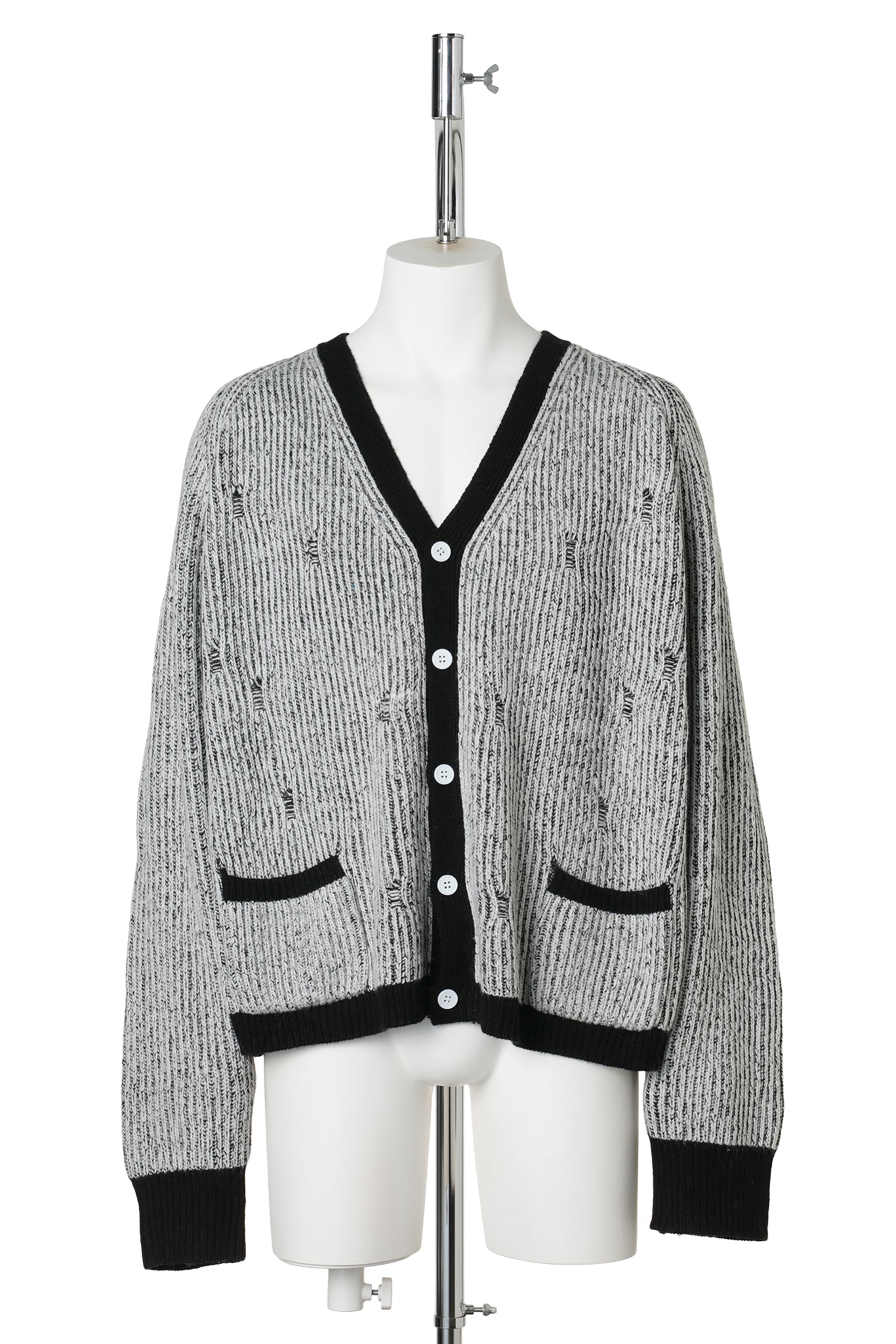 BLEACH KNIT CARDIGAN / WHITE/BLACK