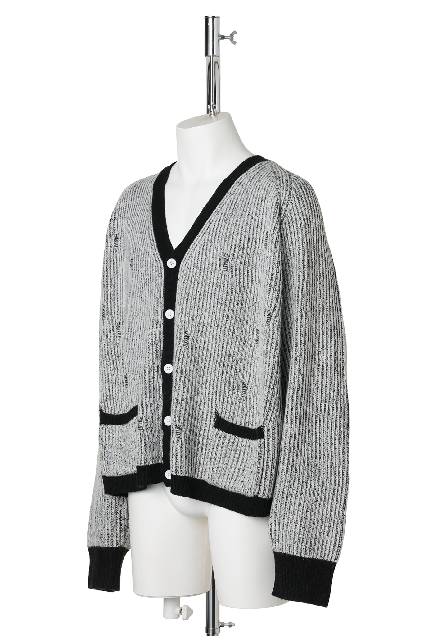 BLEACH KNIT CARDIGAN / WHITE/BLACK