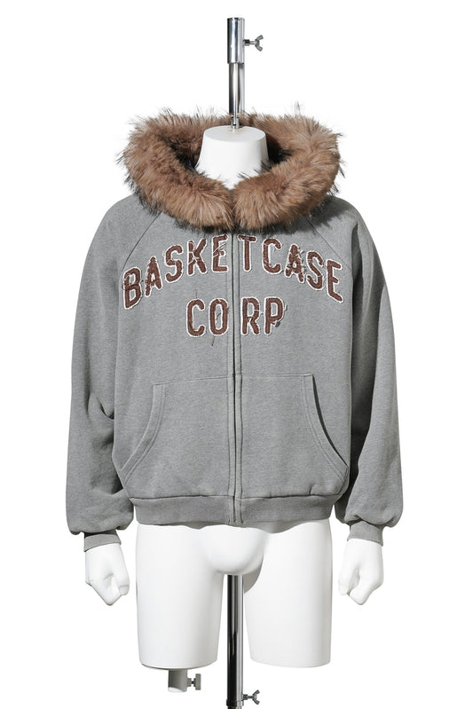 BC CORP, LINED ZIP HOODIE / DARK HEATHER GREY