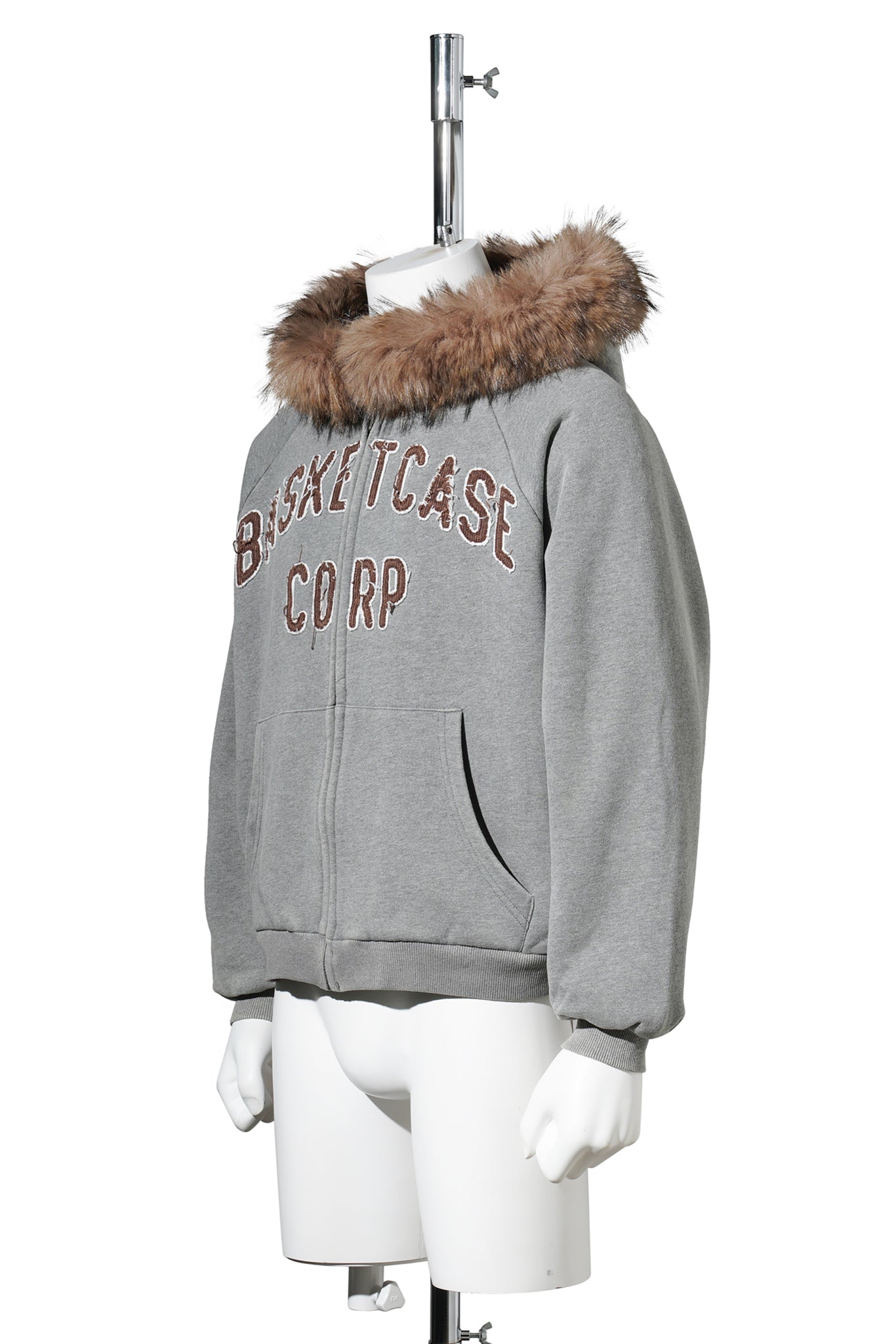 BC CORP, LINED ZIP HOODIE / DARK HEATHER GREY