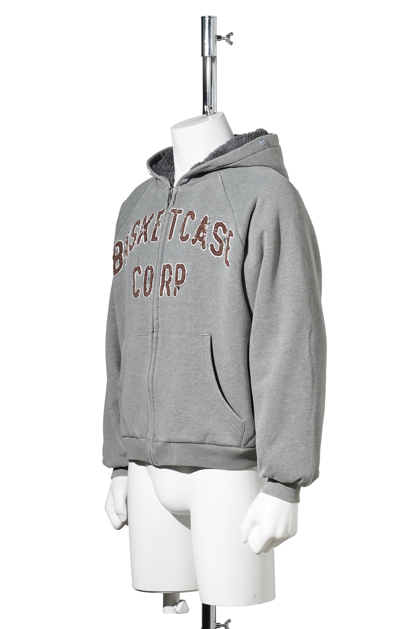 BC CORP, LINED ZIP HOODIE / DARK HEATHER GREY