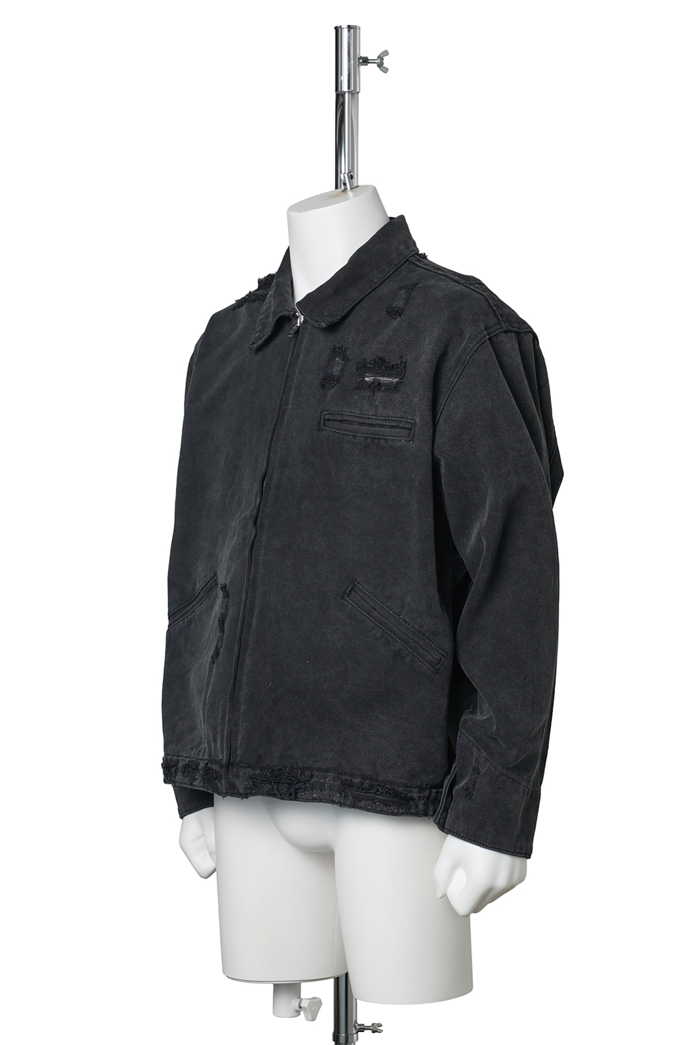 HENCH, DISTRESSED WORK JACKET / BLACK