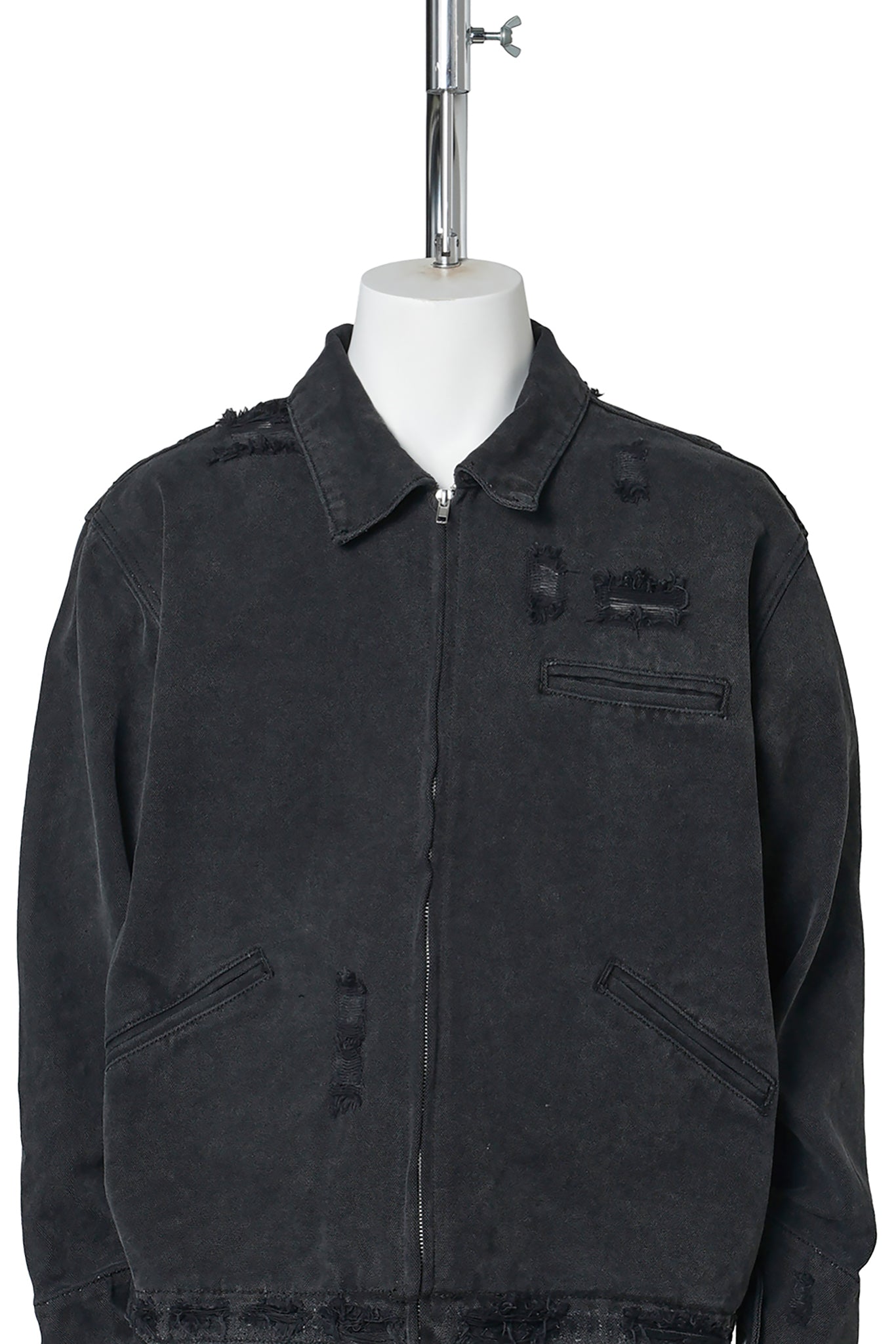 HENCH, DISTRESSED WORK JACKET / BLACK
