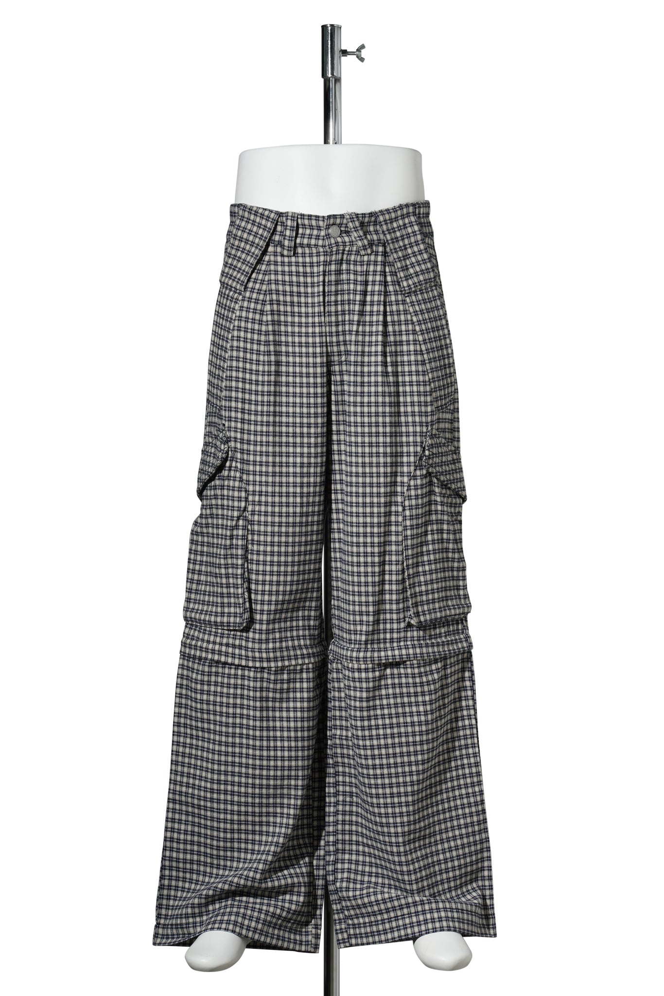 DOLLY, PLAID ZIP OFF CARGOS / BLUE/CREAM