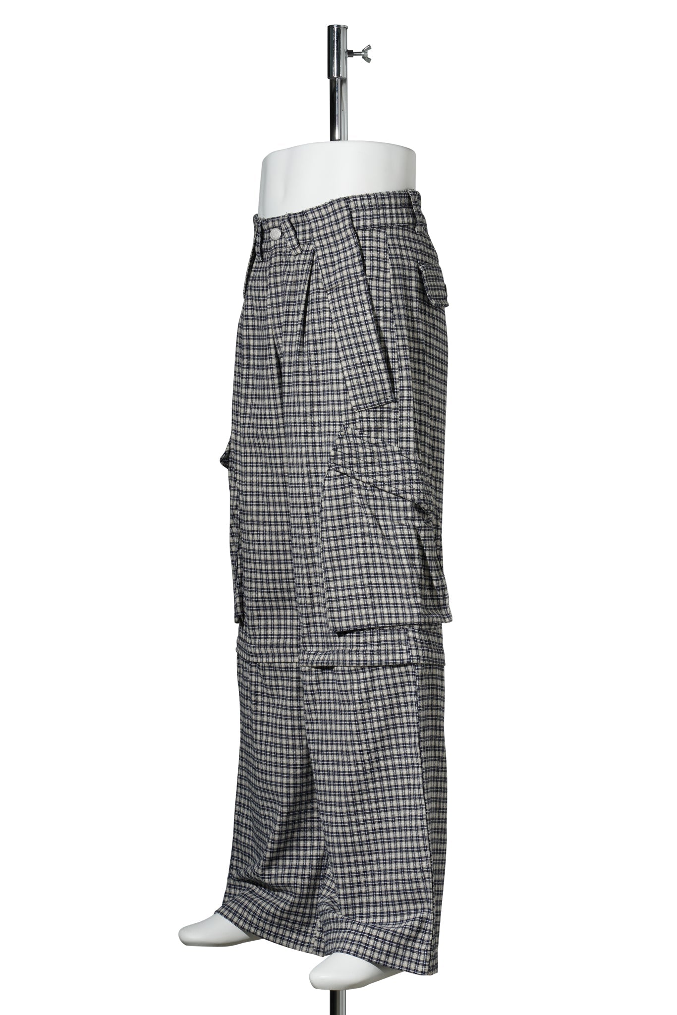 DOLLY, PLAID ZIP OFF CARGOS / BLUE/CREAM