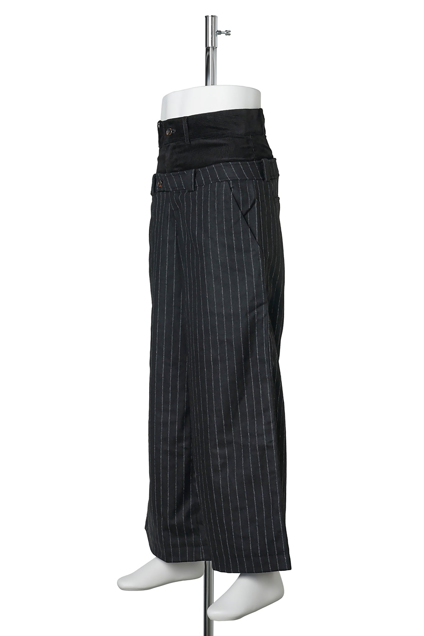 DOUBLE WAISTED, TROUSERS / BLACK