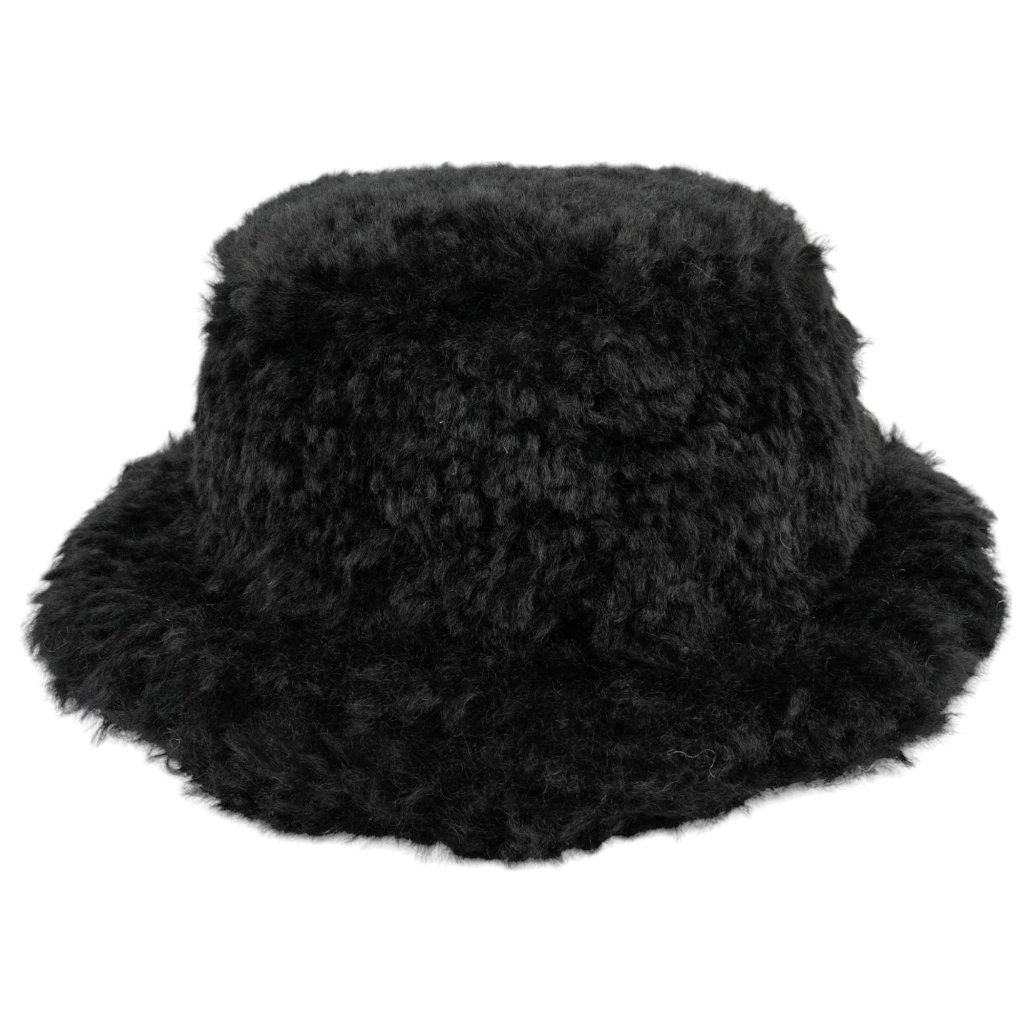 FAUX FUR BIG BUCKET HAT / BLACK