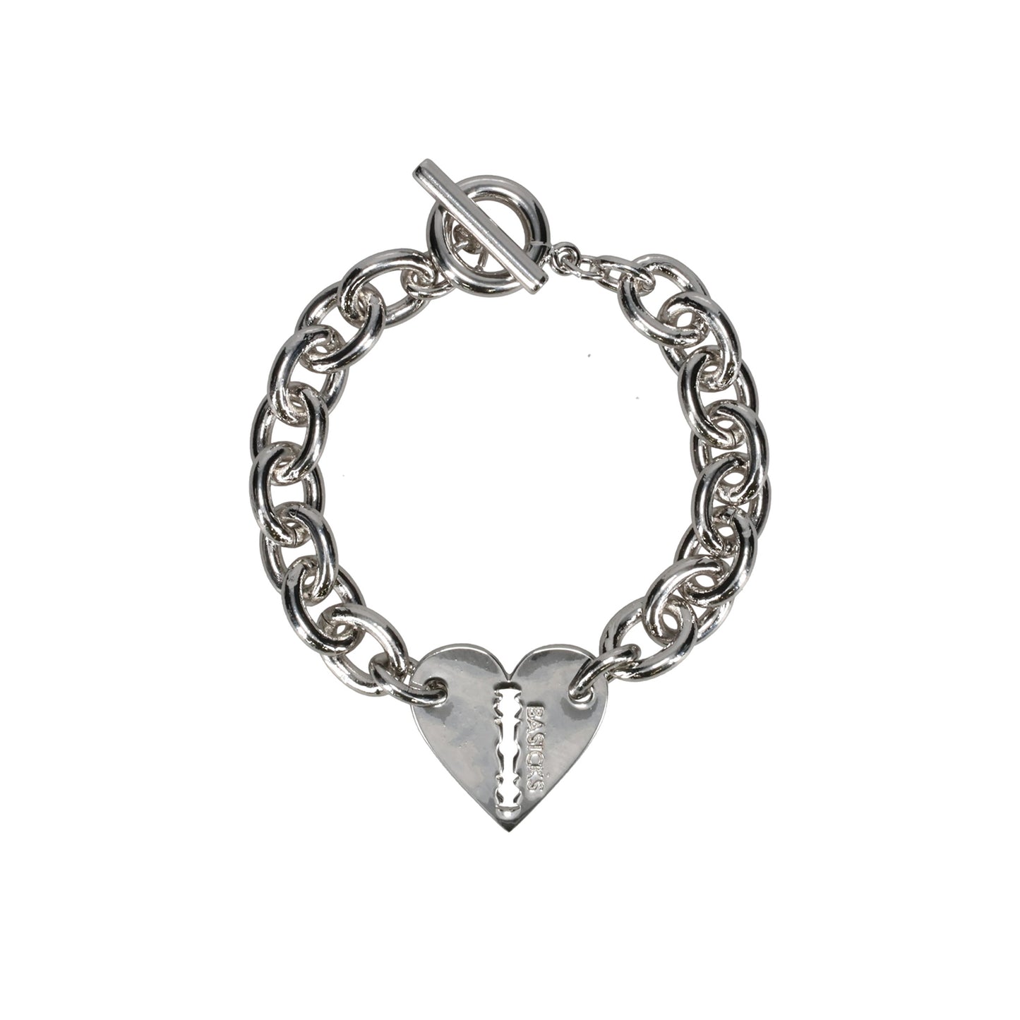 HEART RAZOR BRACELET(MEDIUM LINK) / SILVER