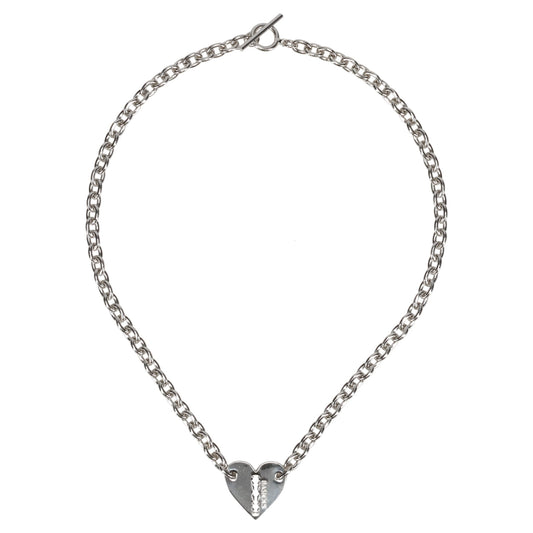 HEART RAZOR NECKLACE(SMALL LINK) / SILVER