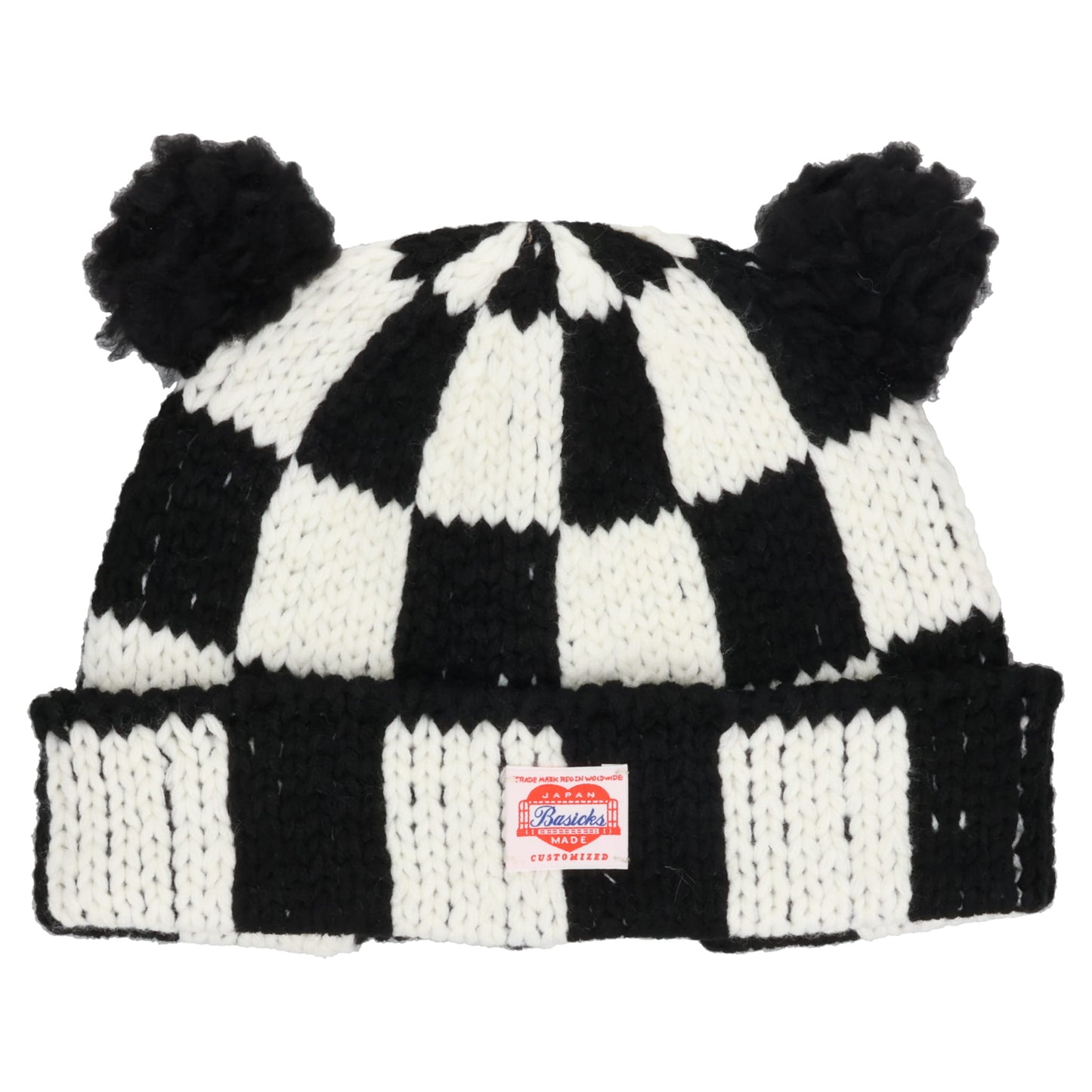 CHECKERED FLAG BEAR BEANIE / BLACK