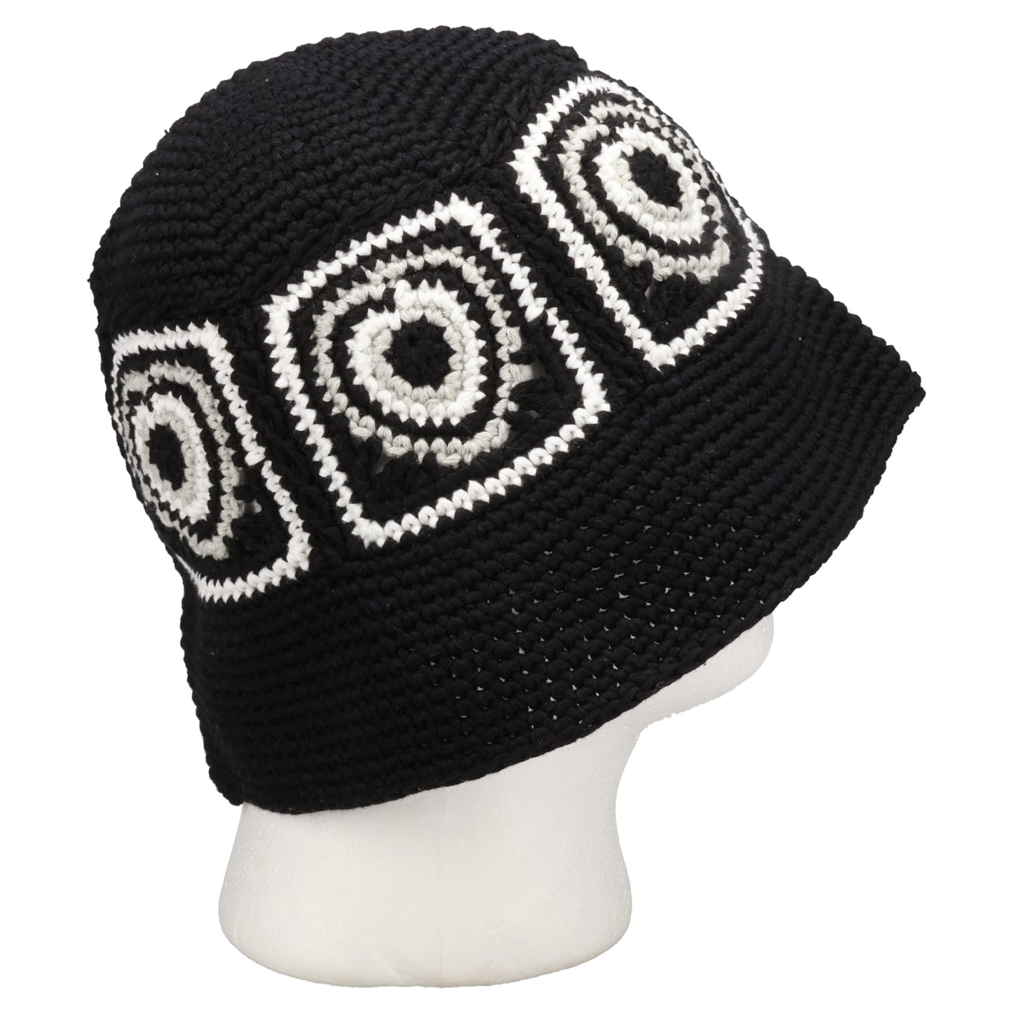 HEART CROCHET BUCKET HAT / BLACK