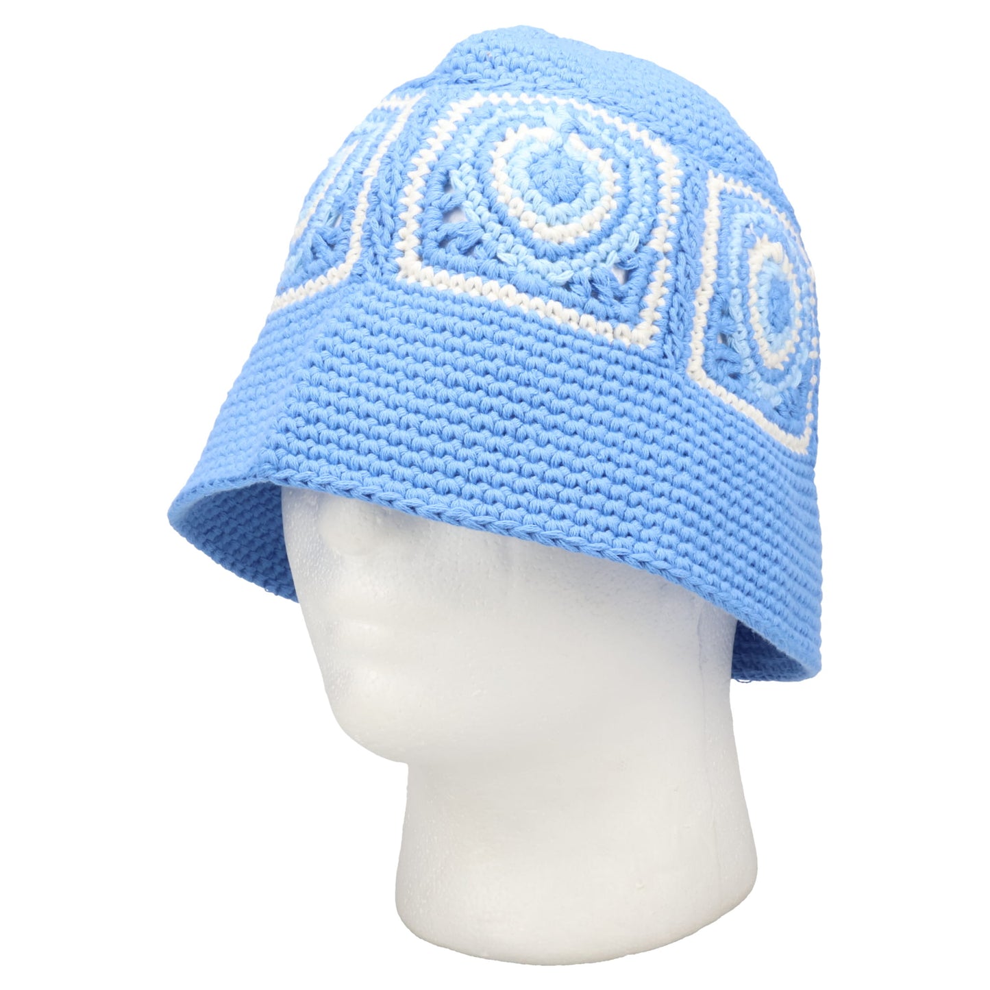 HEART CROCHET BUCKET HAT / BLUE