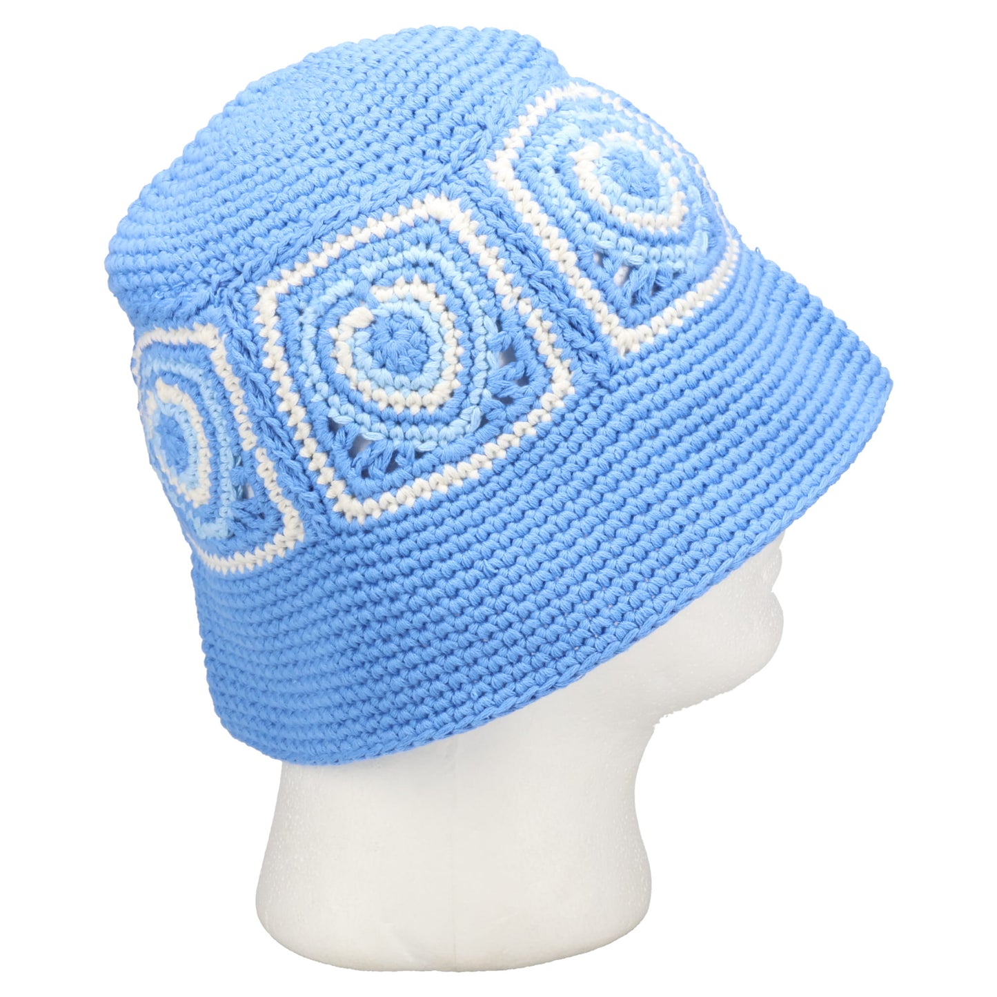 HEART CROCHET BUCKET HAT / BLUE