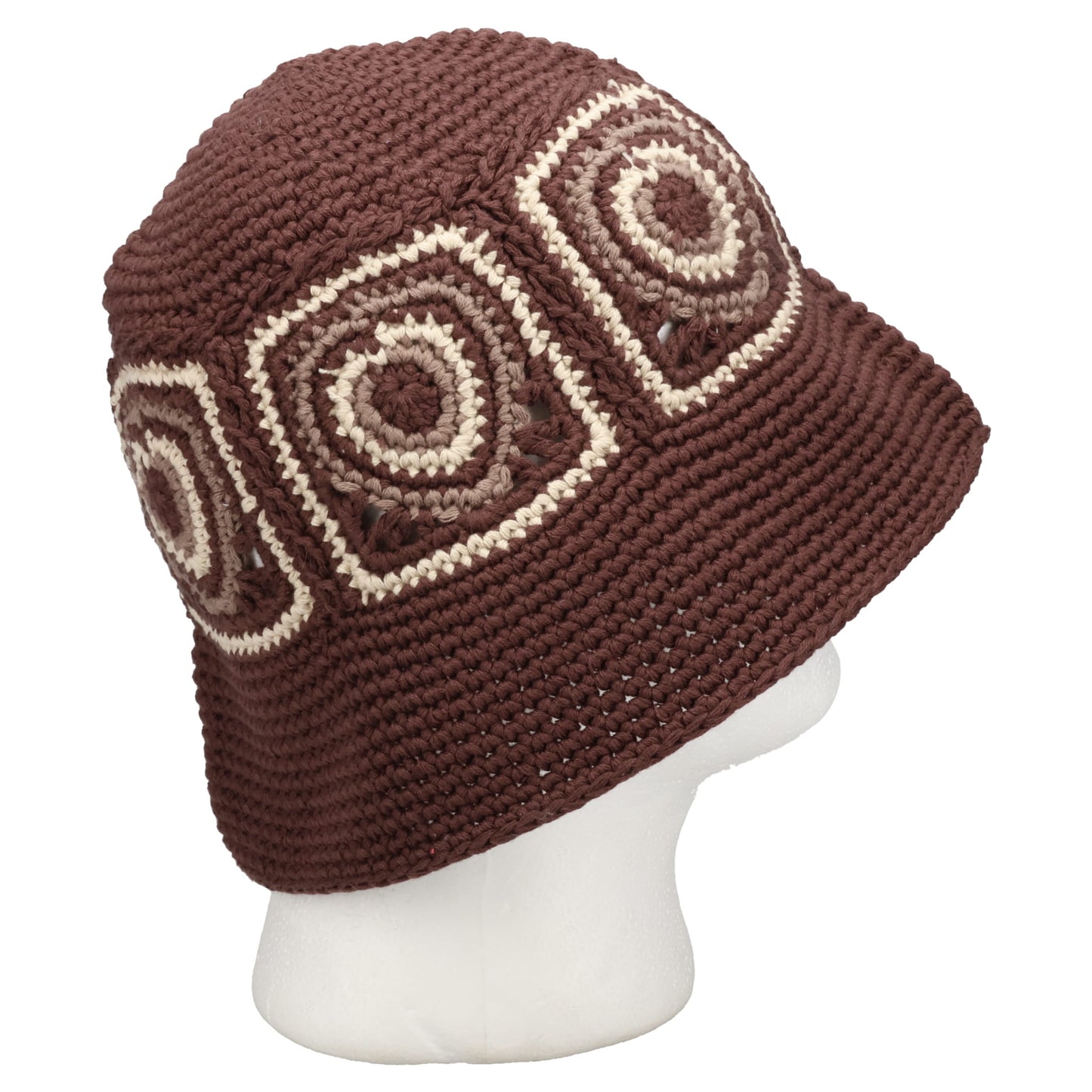 HEART CROCHET BUCKET HAT / BROWN