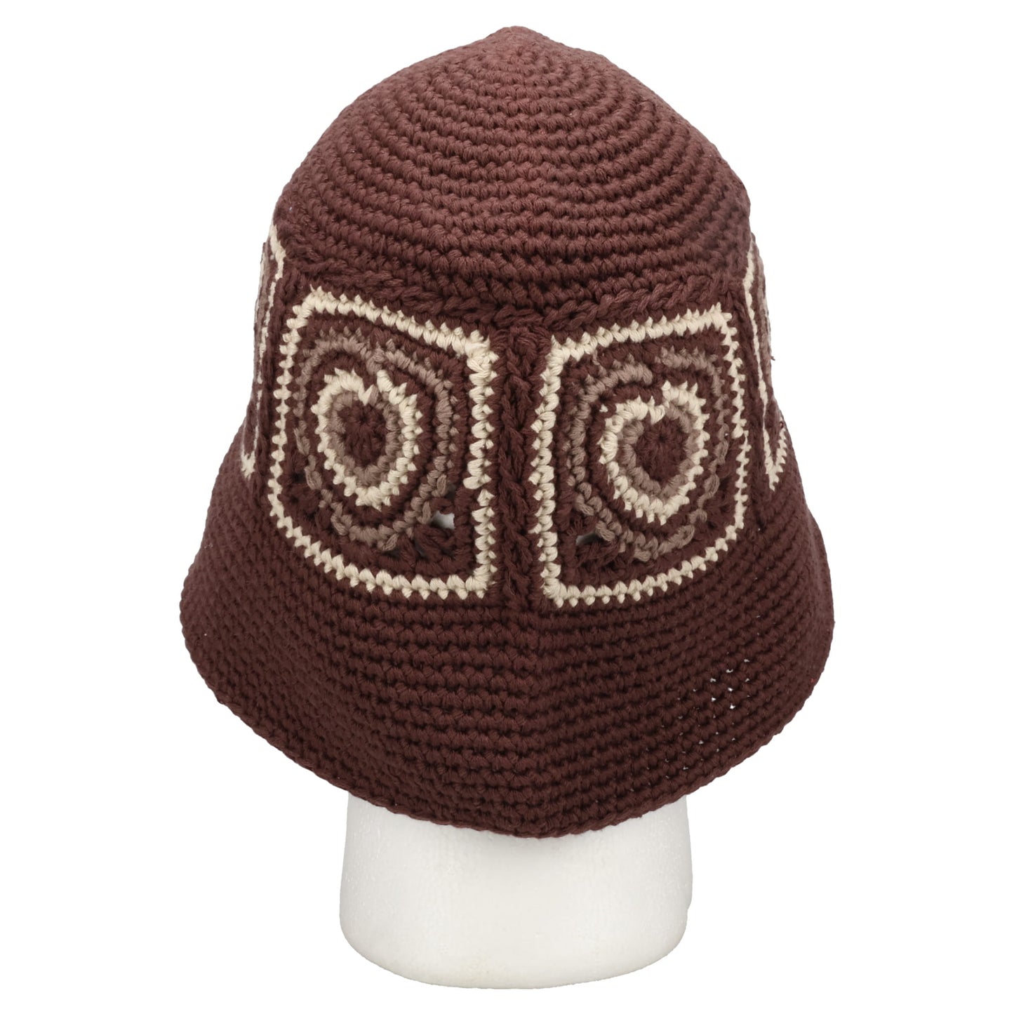 HEART CROCHET BUCKET HAT / BROWN