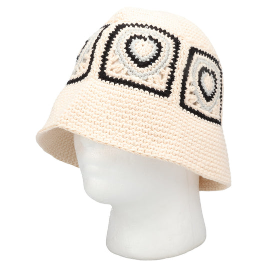 HEART CROCHET BUCKET HAT / WHITE