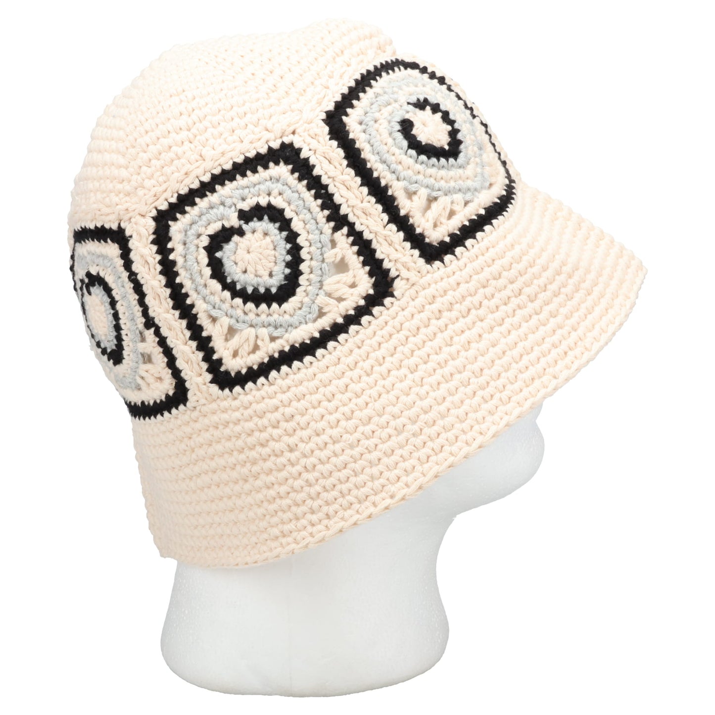 HEART CROCHET BUCKET HAT / WHITE