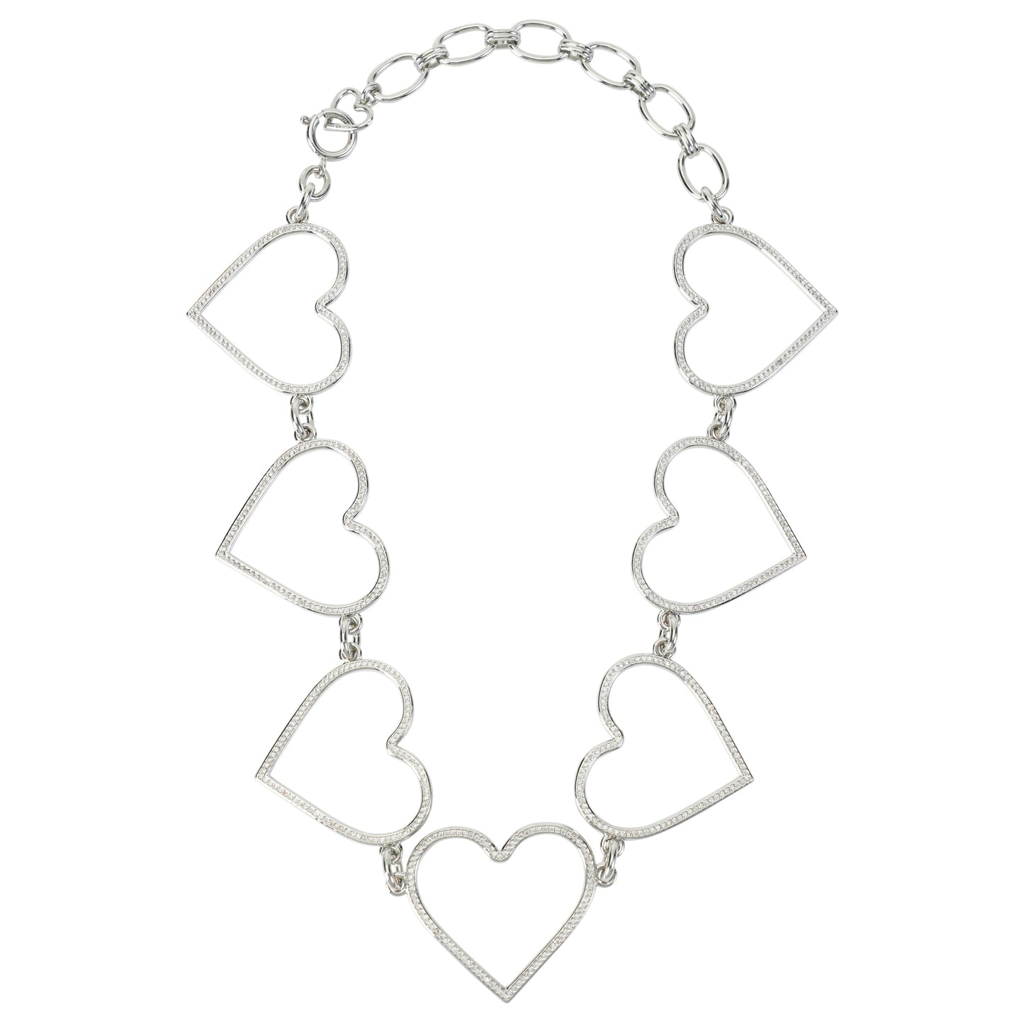 GOLD HEART MEGA NECKLACE / SILVER