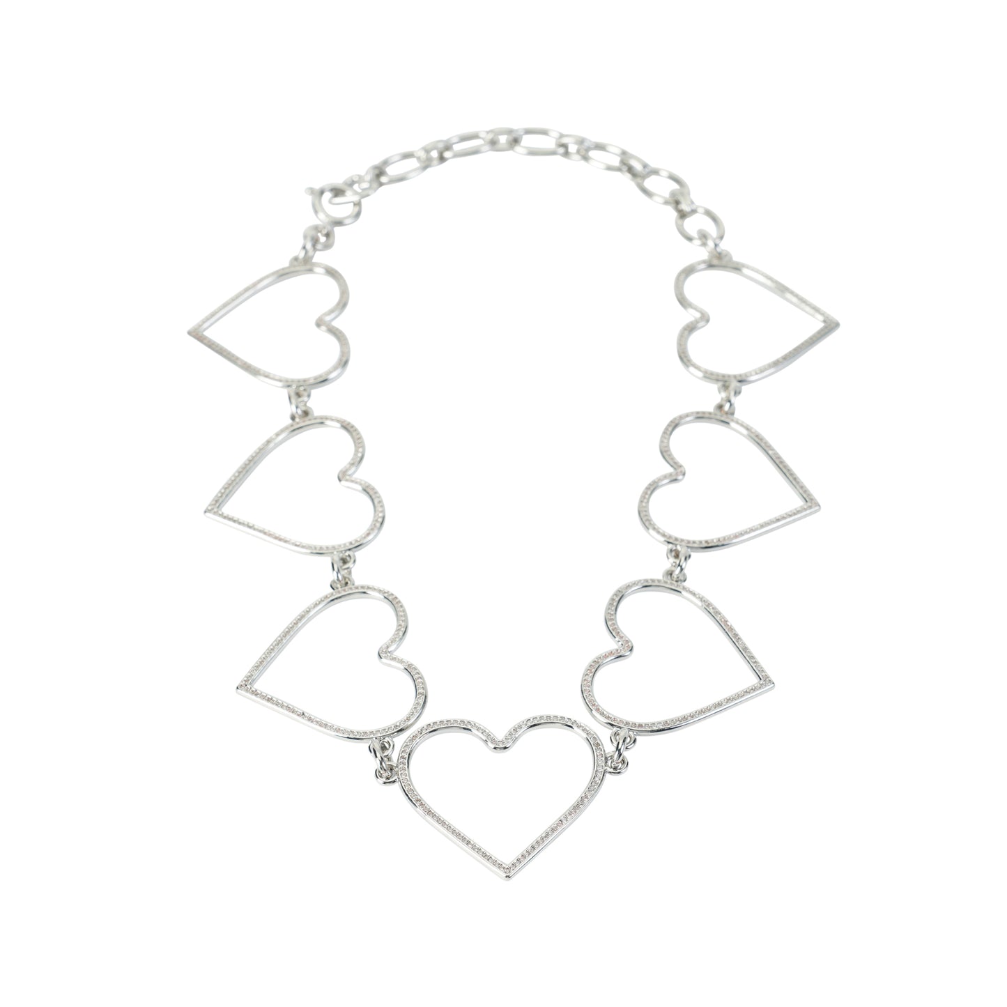 GOLD HEART MEGA NECKLACE / SILVER