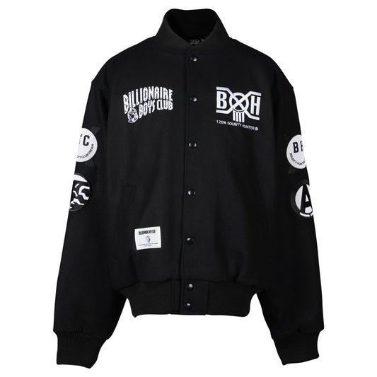 MELTON VARSITY JACKET / BLACK