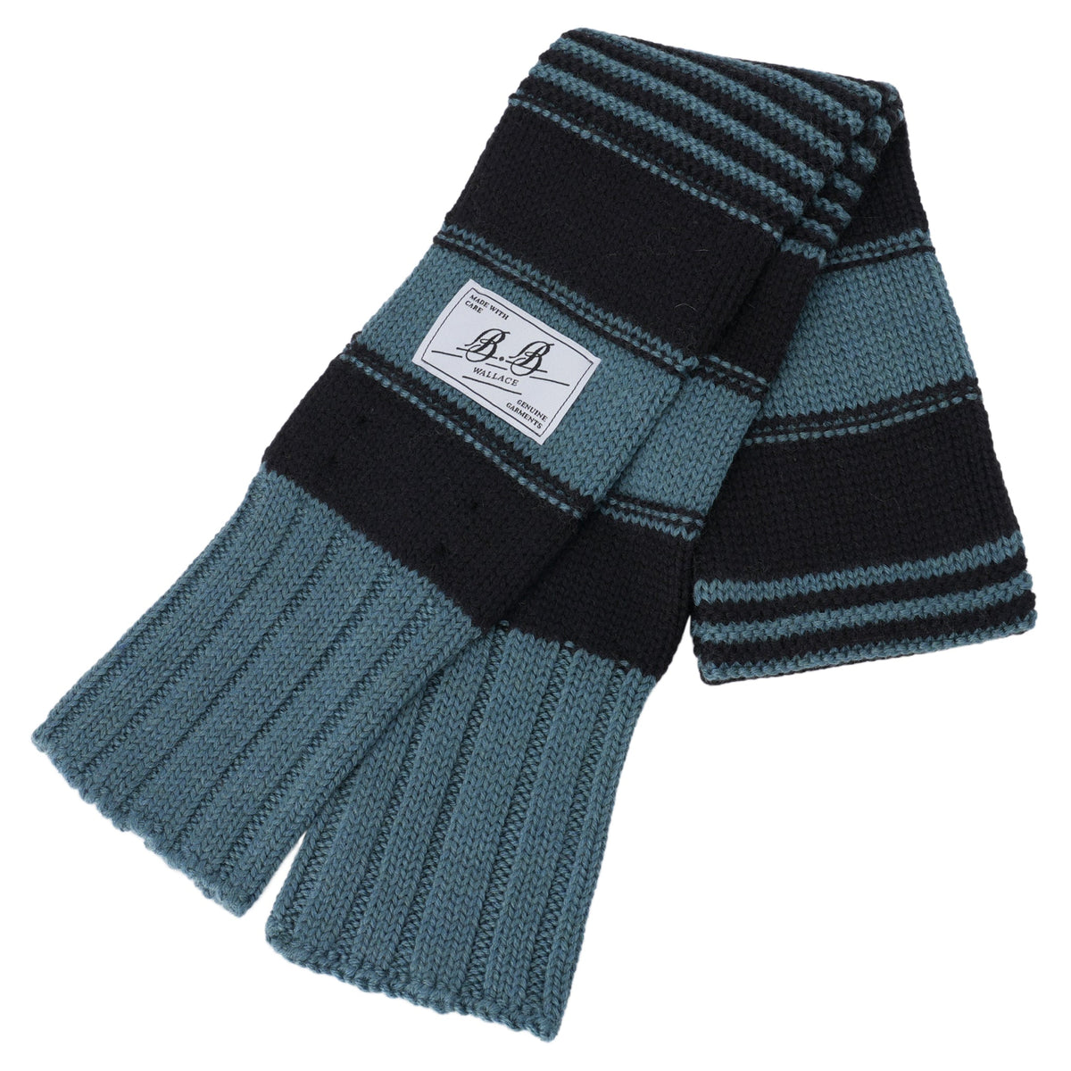 STRIPE SCARF / AQUA GREEN/BLACK
