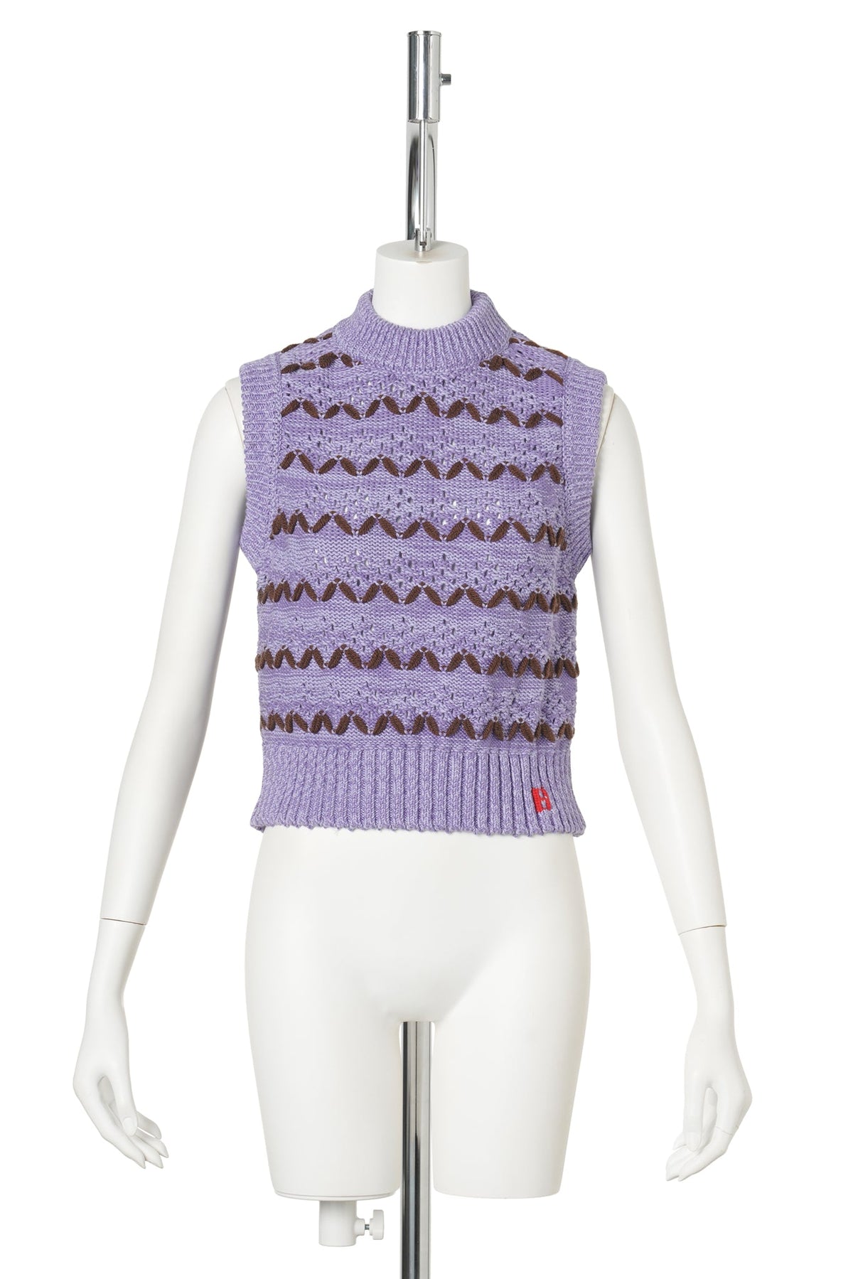 SLEEVELESS CREW NECK / LILAC/BROWN