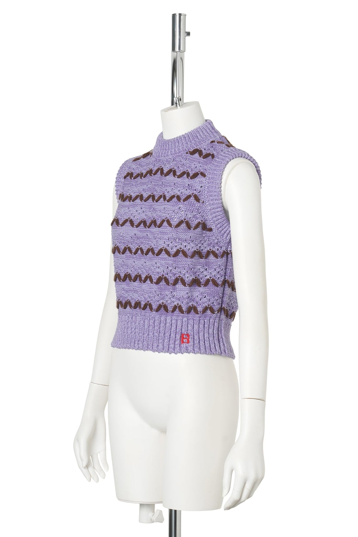 SLEEVELESS CREW NECK / LILAC/BROWN