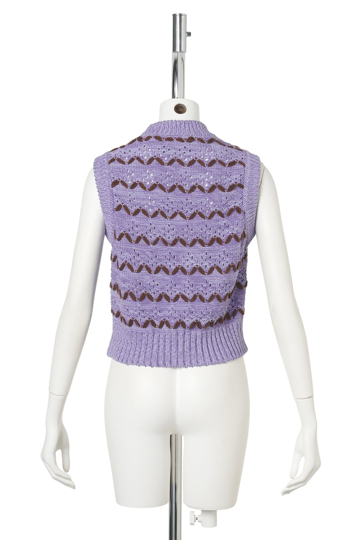 SLEEVELESS CREW NECK / LILAC/BROWN