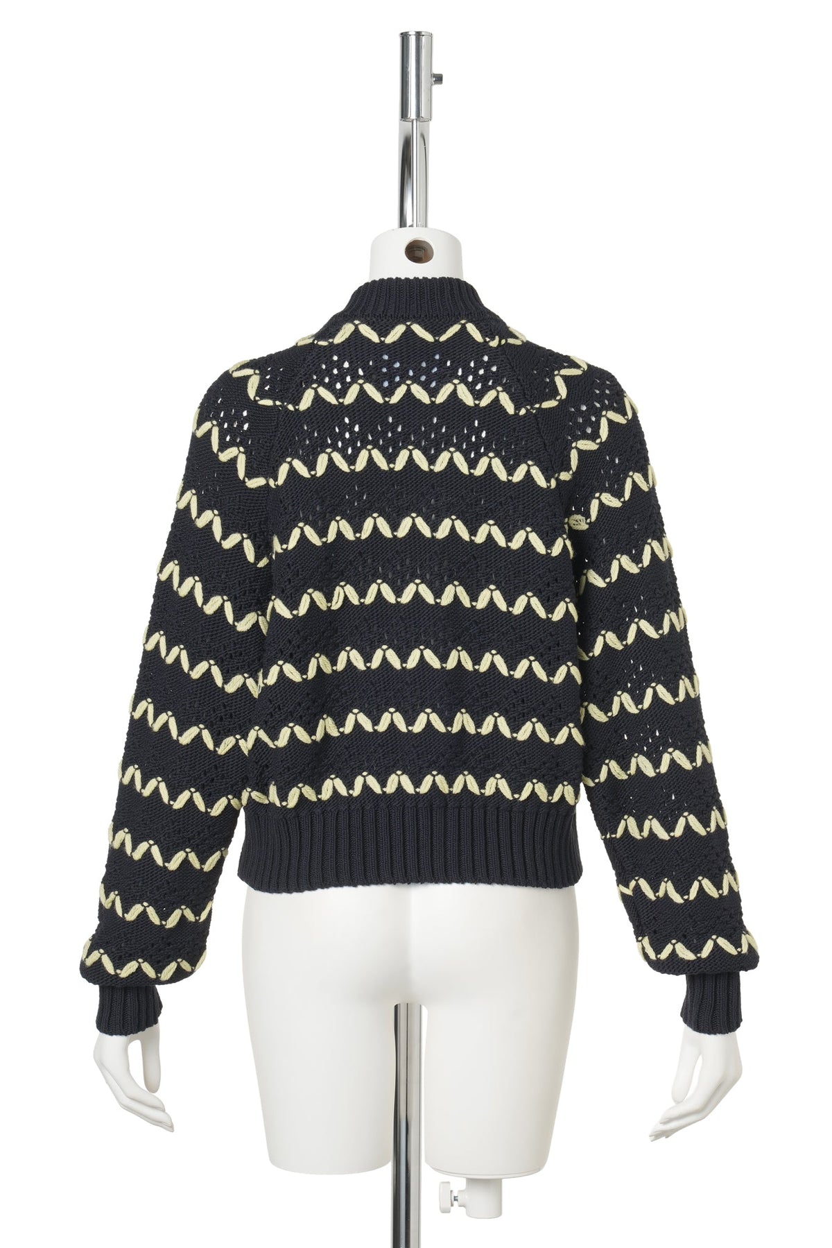 CREW NECK CARDIGAN / NAVY/YELLOW